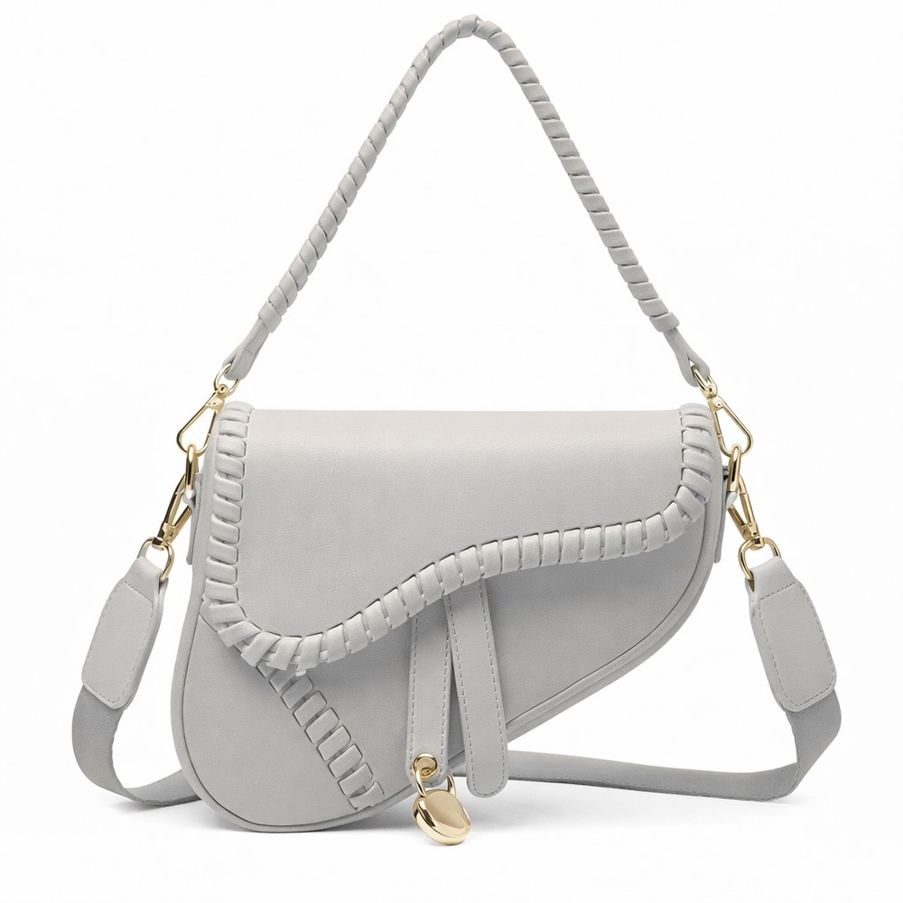 TU LUXE Gray SaddleBag with removable Crossbody Strap / Brand new with tags